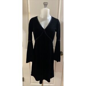 Max Studio Vintage Black Stretch Velvet Babydoll Whimsigoth Empire Dress - S/M‎